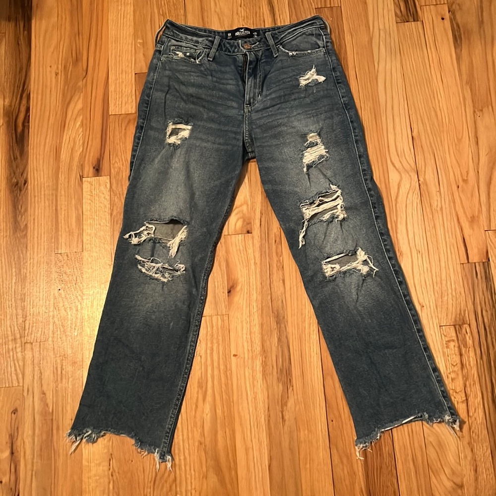 Hollister High-Rise Slim Straight, Vintage Stretch Blue Jeans